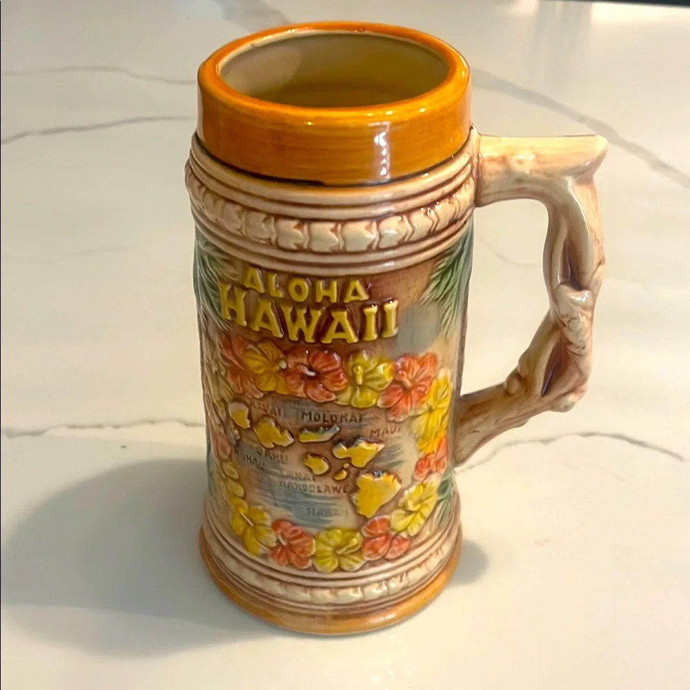 Vintage Hawaiian Islands and Hula Beer Stein made in Japan MCM - Picture 1 of 6
